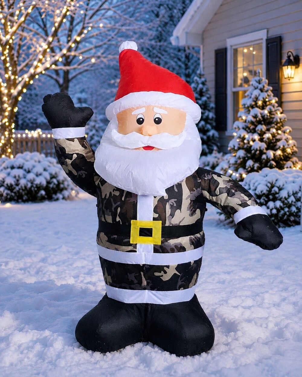 NEW Camo 4FT Santa Inflatable Military Christmas Yard Decor Camouflage LED Xmas